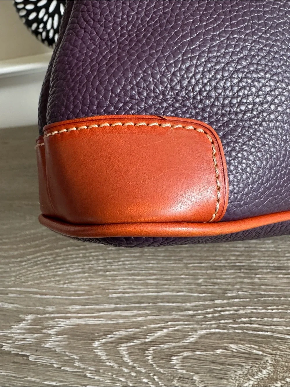 Dooney & Bourke Purple Pebble Leather Crossbody with Tan Trim
